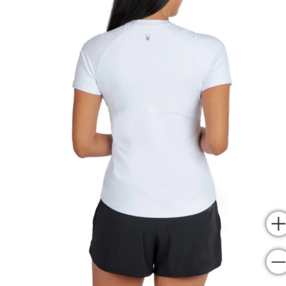 NWOT Spyder Women's Ribbed Short Sleeve white Tee - Picture 3 of 5